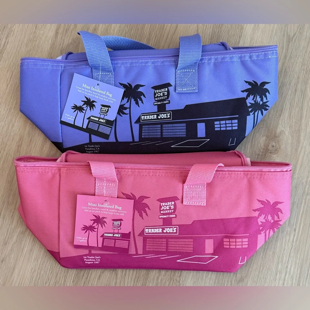 Set of Two Mini Insulated Totes in Pink and Lavender NWT - Picture 1 of 4